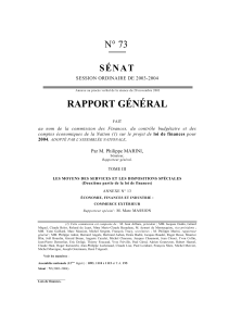 RAPPORT GÉNÉRAL N° 73 SÉNAT