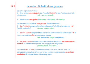 C 2 Le verbe : l’infinitif et ses groupes.