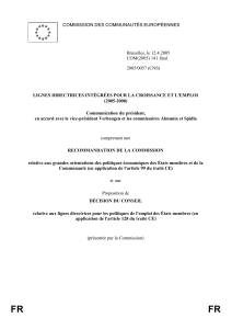 COMMISSION DES COMMUNAUTÉS EUROPÉENNES  Bruxelles, le 12.4.2005 COM(2005) 141 final