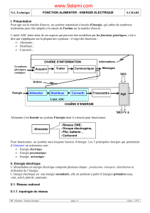 N.L.Technique S.CHARI FONCTION ALIMENTER : ENERGIE ELECTRIQUE I. Présentation