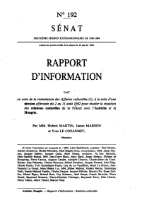 SÉNAT RAPPORT D' INFORMATION N° 192