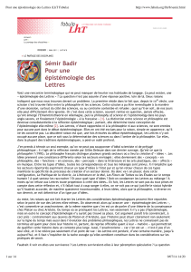 Sémir Badir Pour une épistémologie des Lettres