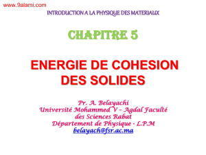 Chapitre 5  ENERGIE DE COHESION DES SOLIDES