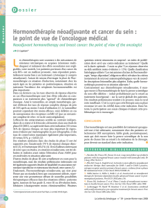 L Hormonothérapie néoadjuvante et cancer du sein : D
