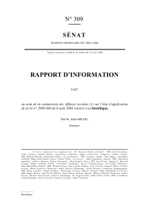 RAPPORT D’INFORMATION N° 309 SÉNAT