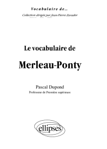 Merleau-Ponty Le vocabulaire de Pascal Dupond Vocabulaire  de ...