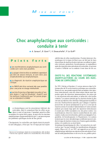 Choc anaphylactique aux corticoïdes : conduite à tenir M