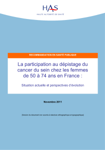 La participation au dépistage du cancer du sein chez les femmes