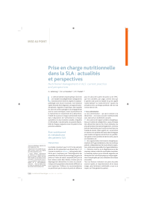 L Prise en charge nutritionnelle dans la SLA : actualités et perspectives