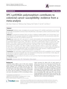 XPC Lys939Gln polymorphism contributes to colorectal cancer susceptibility: evidence from a meta-analysis