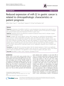 Reduced expression of miR-22 in gastric cancer is patient prognosis