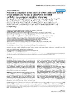 Proteomic analysis of tumor necrosis factor- epithelial-mesenchymal transition phenotype resistant human