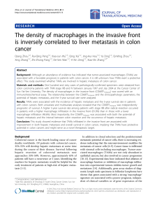 The density of macrophages in the invasive front cancer