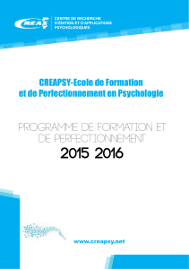2015 2016 Programme de Formation et de Perfectionnement CREAPSY-Ecole de Formation