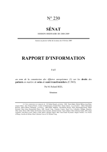 RAPPORT D’INFORMATION N° 230 SÉNAT