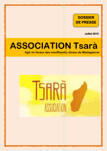 ASSOCIATION Tsarà  DOSSIER DE PRESSE