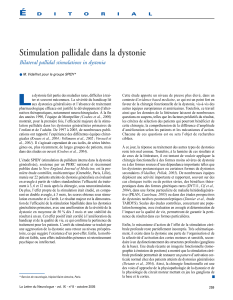 Stimulation pallidale dans la dystonie Bilateral pallidal stimulations in dystonia