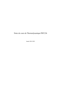 Notes de cours de Thermodynamique PHY236 Année 2014-2015