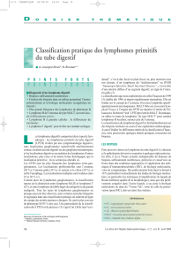 Classification pratique des lymphomes primitifs du tube digestif D