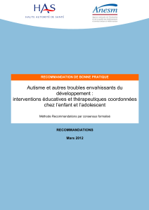 recommandations autisme ted enfant adolescent interventions