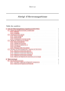 Abrégé d'électromagnétisme Bidule Table des matières