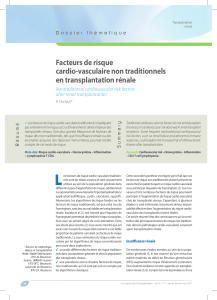 Facteurs de risque cardio-vasculaire non traditionnels en transplantation rénale Nontraditional cardiovascular risk factors