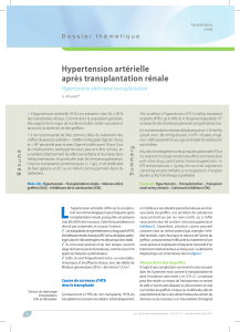Hypertension artérielle après transplantation rénale Hypertension after renal transplantation »