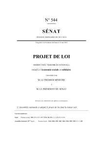 SÉNAT PROJET DE LOI N° 544 relatif à l’économie sociale et solidaire,