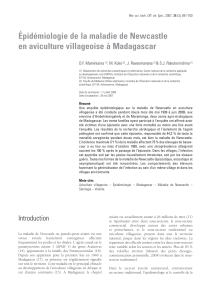 Épidémiologie de la maladie de Newcastle en aviculture villageoise à Madagascar