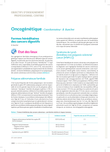 Oncogénétique Formes héréditaires - Coordonnateur : B. Buecher