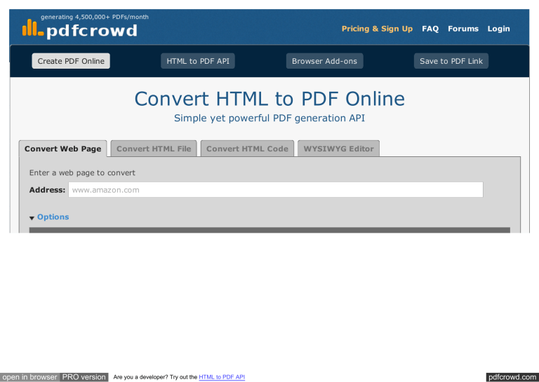 To pdf converter html