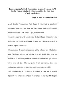 Communiqué de Talaie El Hourriyet sur la rencontre entre ... Benflis d’Amérique à Alger.
