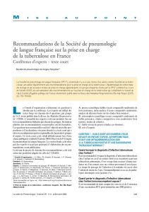 Recommandations de la Société de pneumologie de la tuberculose en France