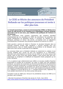 Le CESE se félicite des annonces du Président aller plus loin.