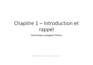 Chapitre 1 – Introduction et rappel Electronique analogique Théorie