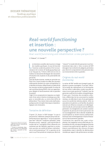 L Real-world functioning et insertion : une nouvelle perspective ?