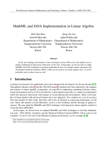 MathML and JAVA Implementation in Linear Algebra