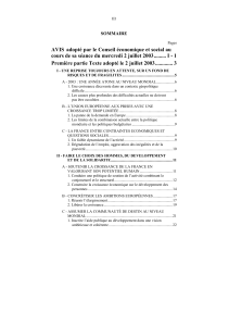 AVIS adopté par le Conseil économique et social au