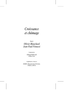 Croissance et chômage Olivier Blanchard Jean-Paul Fitoussi