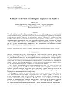 Cancer outlier differential gene expression detection