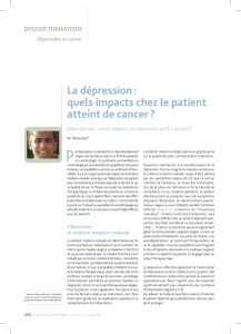 P La dépression : quels impacts chez le patient atteint de cancer ?