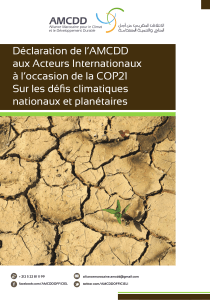 Déclaration de l’AMCDD aux Acteurs Internationaux à l’occasion de la COP21