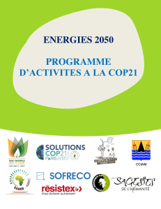 PROGRAMME D’ACTIVITES  A  LA  COP21 ENERGIES 2050