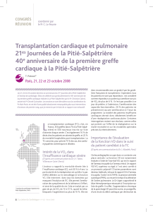 Transplantation cardiaque et pulmonaire 21 Journées de la Pitié-Salpêtrière 40