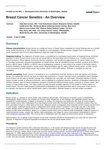 Breast Cancer Genetics - An Overview