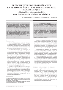 PrescriPtion inaPProPriée chez la Personne âgée : une forme d’inertie théraPeutique ?
