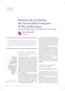 Réunion de printemps de l’Association française d’ORL pédiatrique