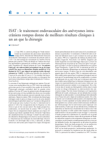 ISAT : le traitement endovasculaire des anévrysmes intra-