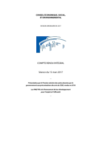 COMPTE RENDU INTÉGRAL Séance du 15 mars 2017 CONSEIL ÉCONOMIQUE, SOCIAL, ET ENVIRONNEMENTAL