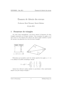 Examen de théorie des erreurs 1 Fermeture de triangles